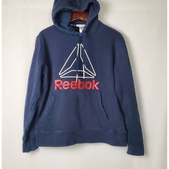 Mens Rebock Size Medium Navy Hooded Sweater - Picture 1 of 5